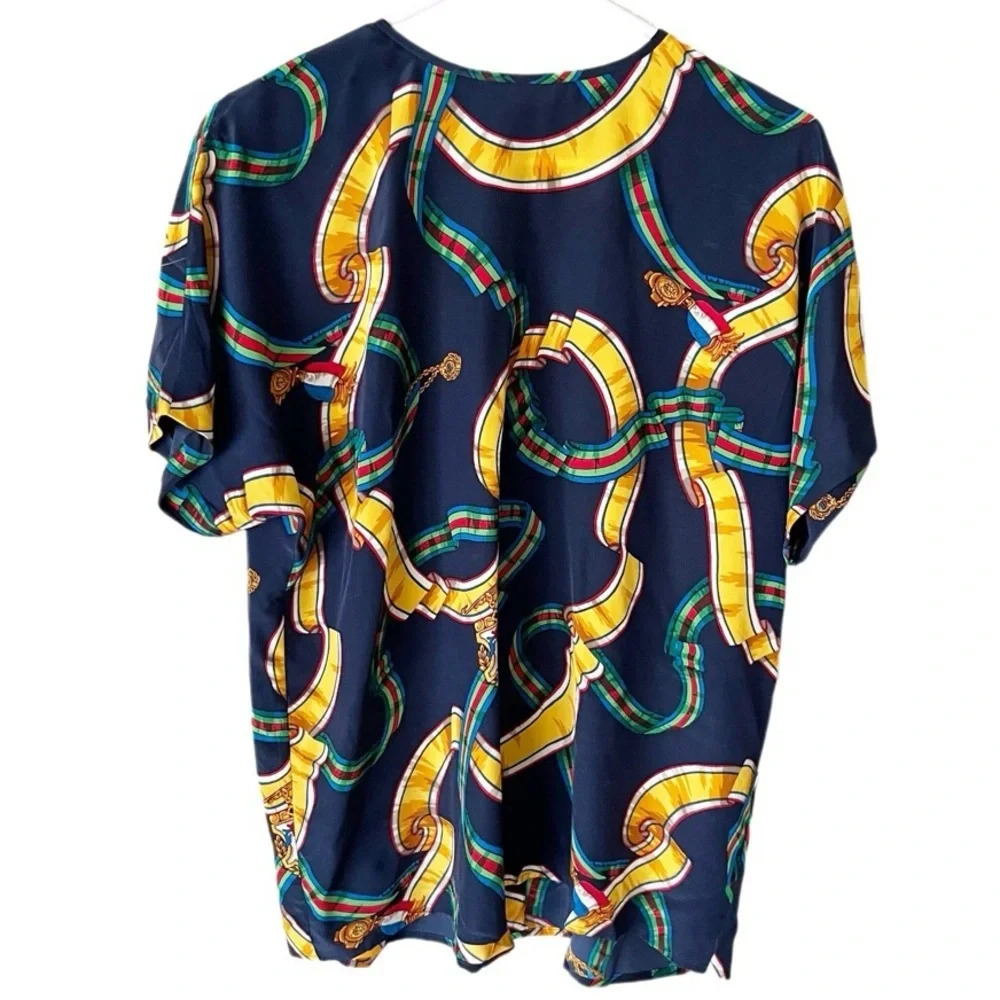 Vintage Navy and Gold Patterned Top